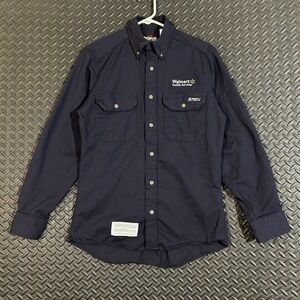 Bulwark FR iQ Series Flame‎ Resistant Shirt S Navy CAT2 2112 Walmart Services